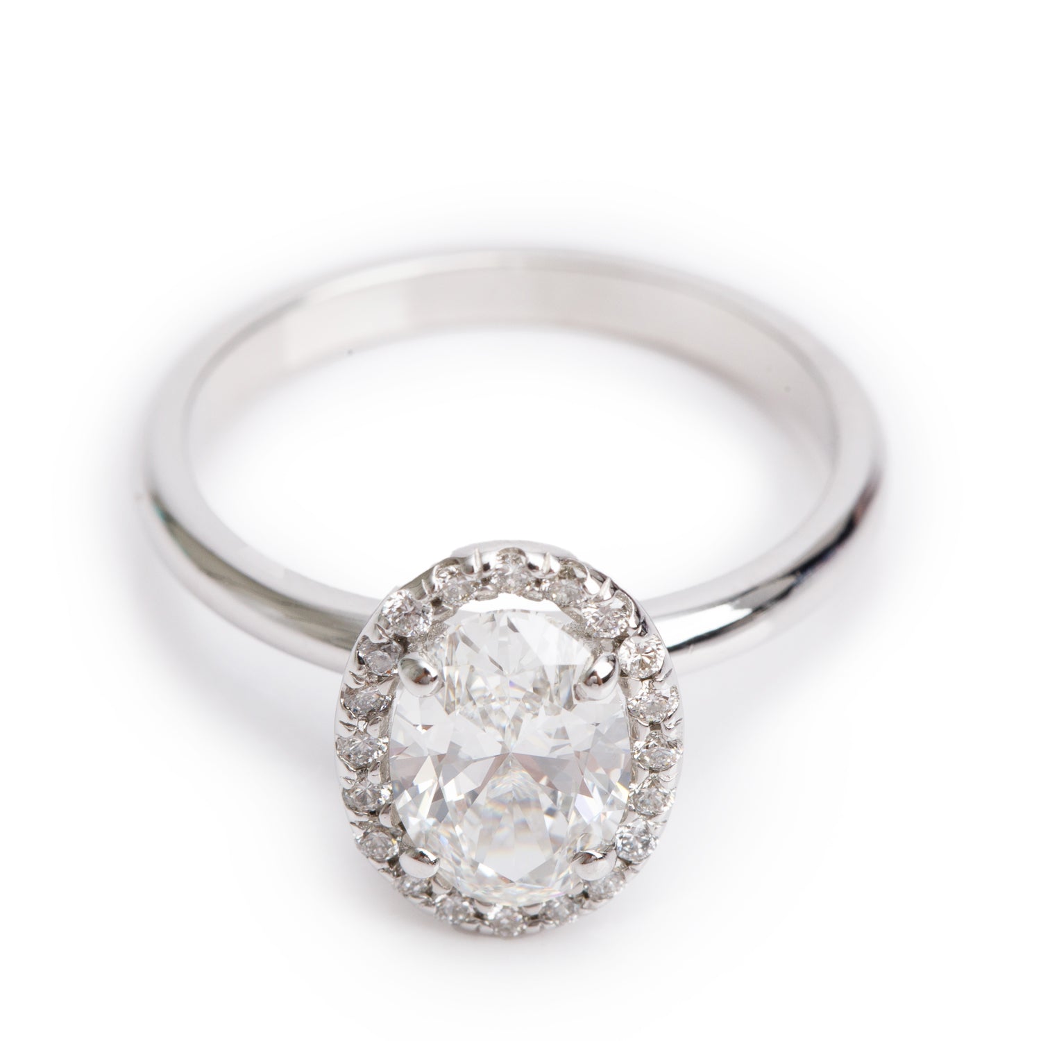 18k White Gold 1.51 ct. Oval Cut Diamond Engagement Ring, Size 7.75 w/ GIA Certificate