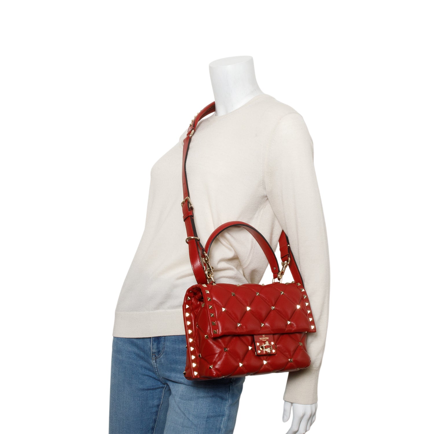Valentino Nappa Medium Candystud Top Handle Bag w/ Strap & Receipt