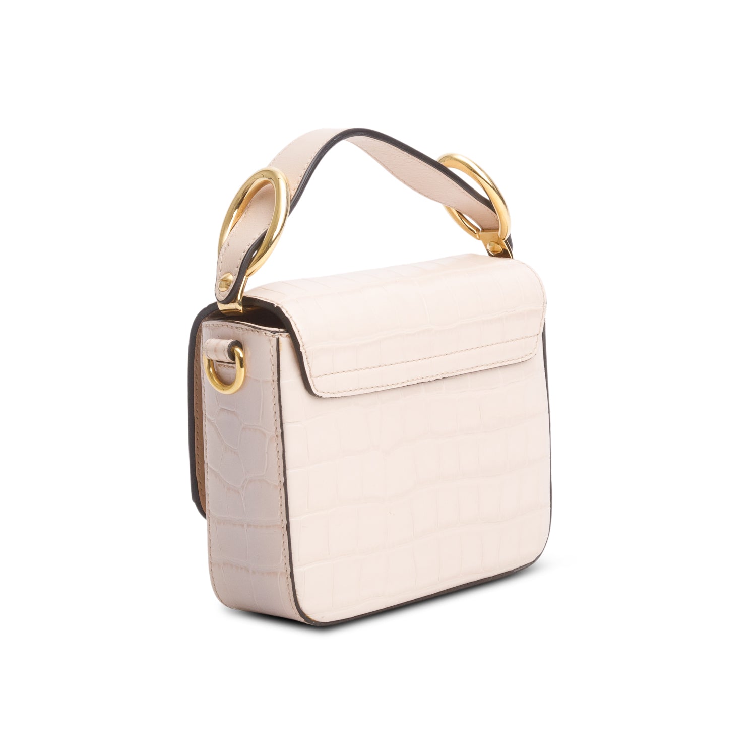 Chloe Pink Calfskin Crocodile Embossed Mini C Double Carry w/ Authenticity Card & Receipt