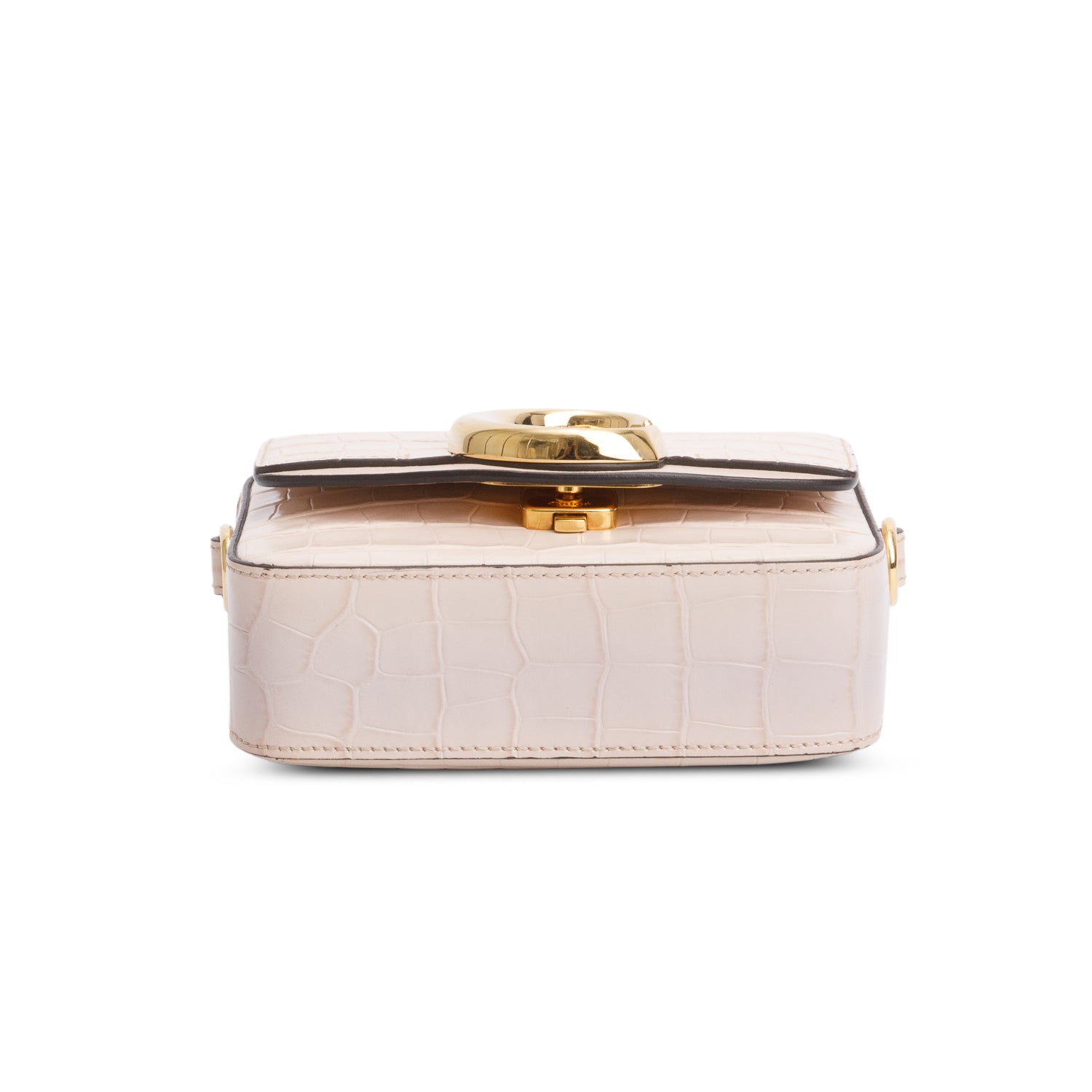 Chloe Pink Calfskin Crocodile Embossed Mini C Double Carry w/ Authenticity Card & Receipt