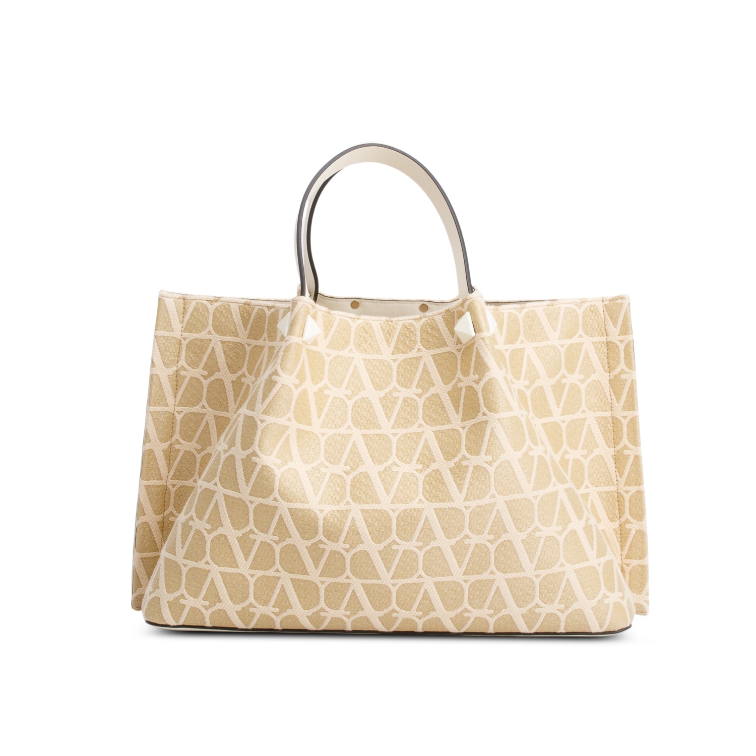 Valentino Beige VLogo Signature Toile Iconographe Tote Bag w/ Strap & Pouch