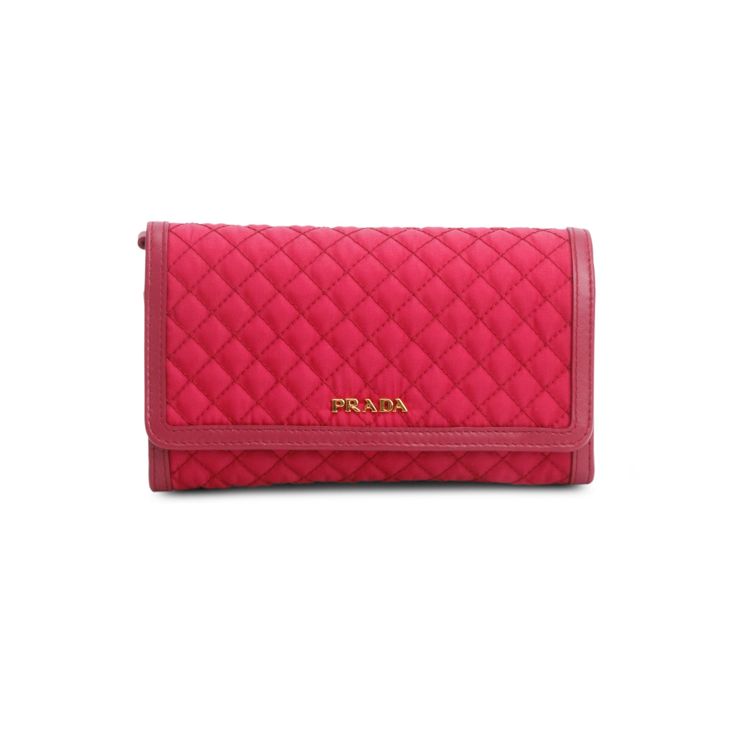 Prada Pink Tessuto Nylon Quilted Crossbody Wallet on Strap w/ Box & Authenticity Card