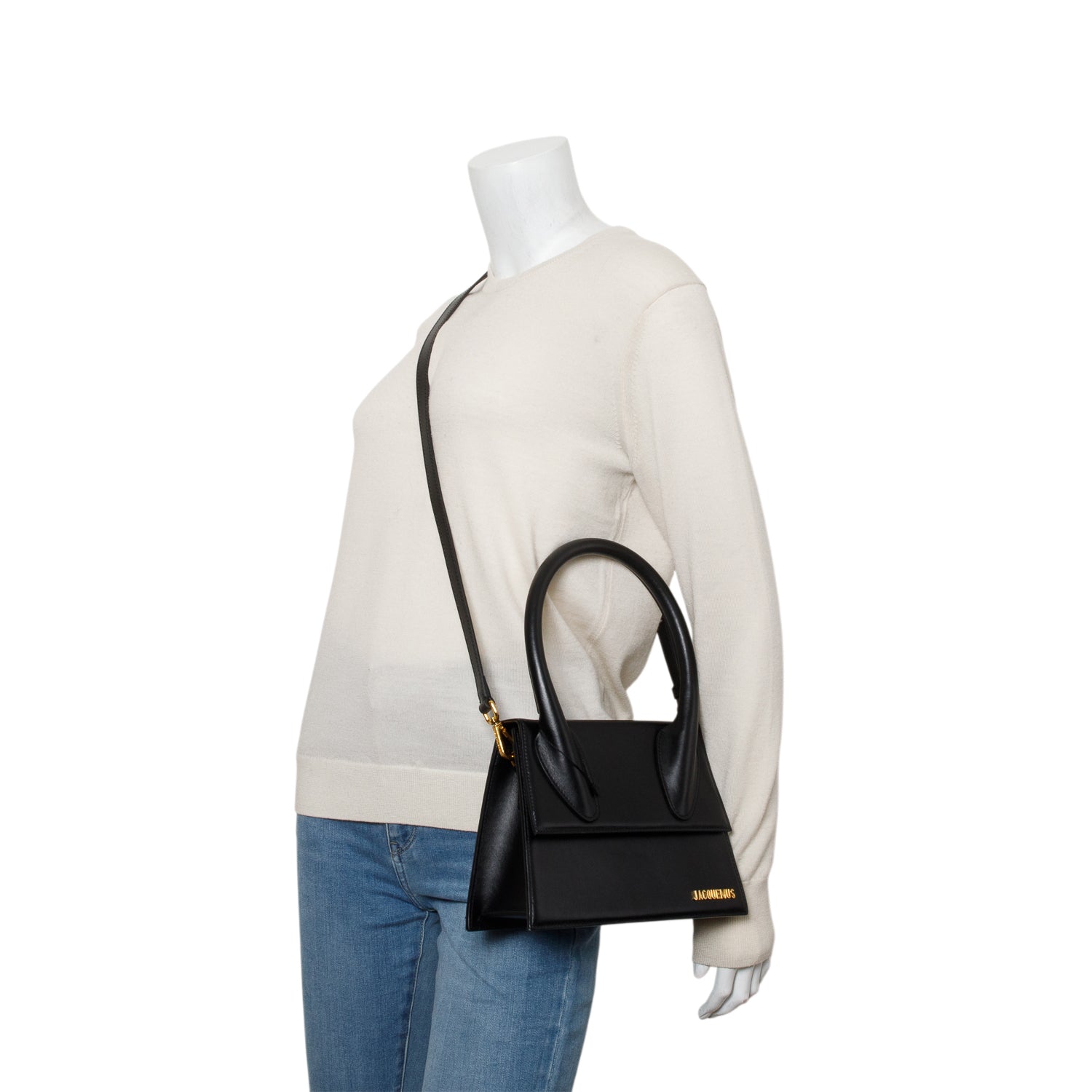 Jacquemus Black Leather Le Grand Chiquito Bag w/ Strap