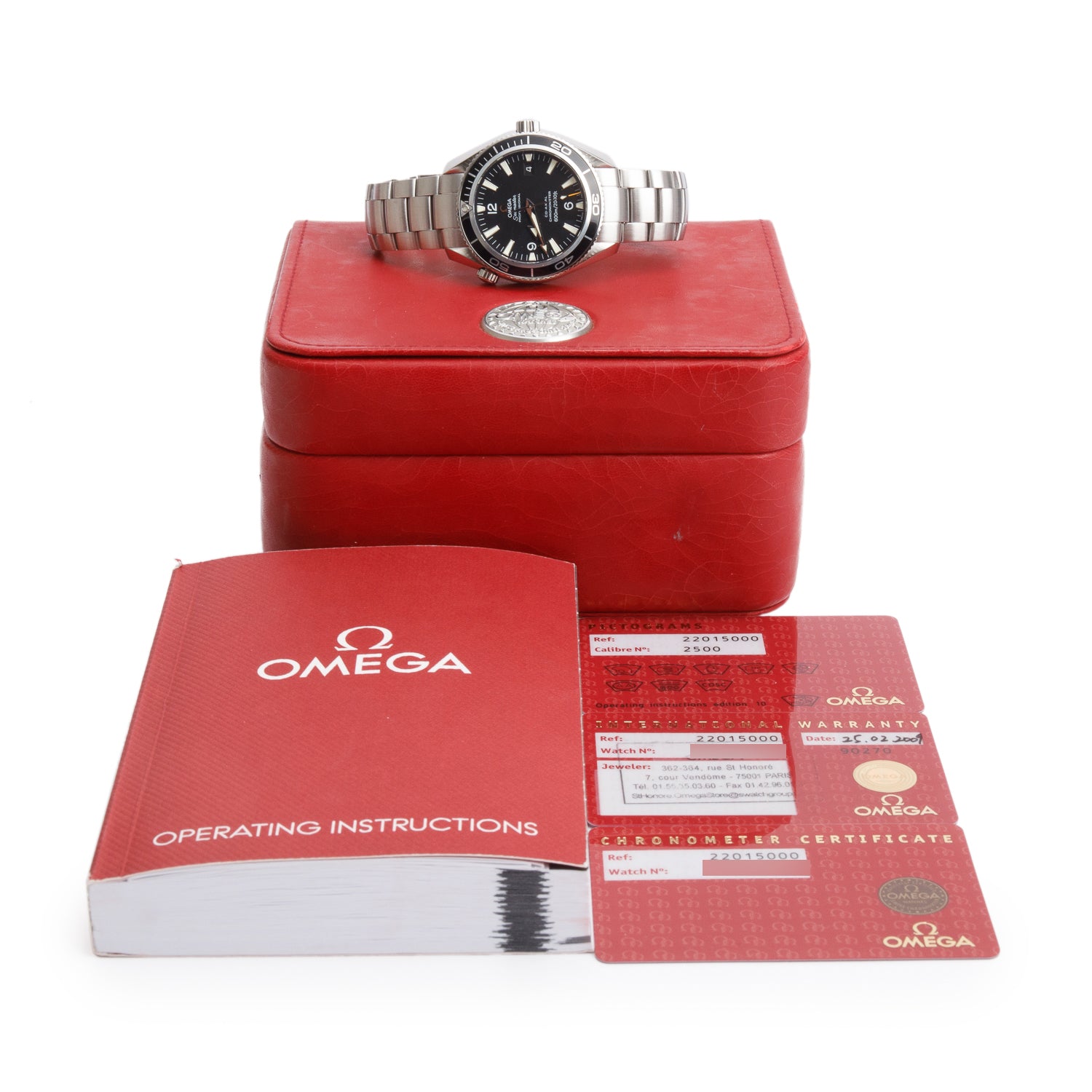 Omega Stainless Steel Seamaster Planet Ocean 600M Co-Axial Chronometer 42 MM Automatic Watch w/ Box & Papers