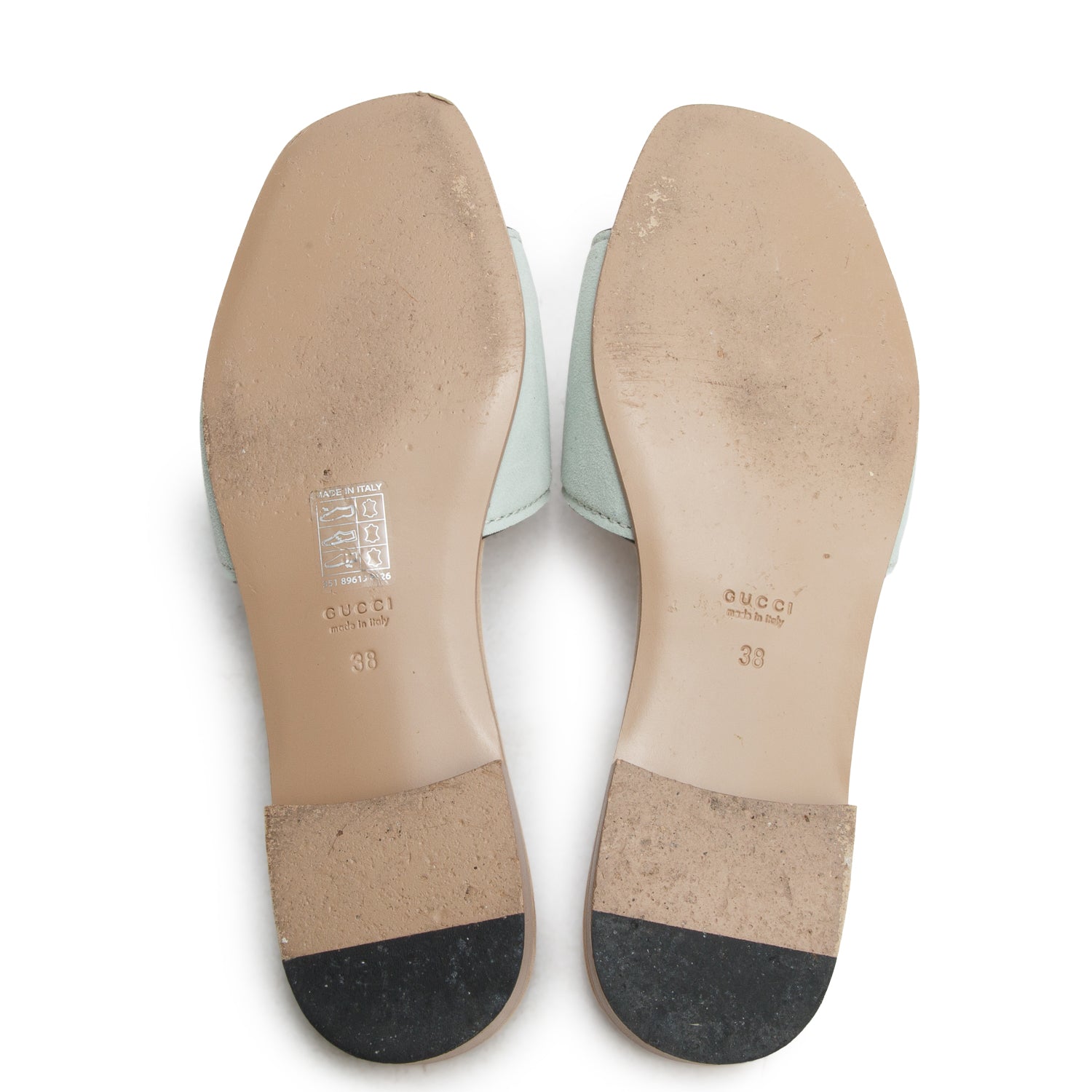 Gucci Teal Suede Interlocking G Cutout Slide Sandals, Women's Size 38 w/ Box
