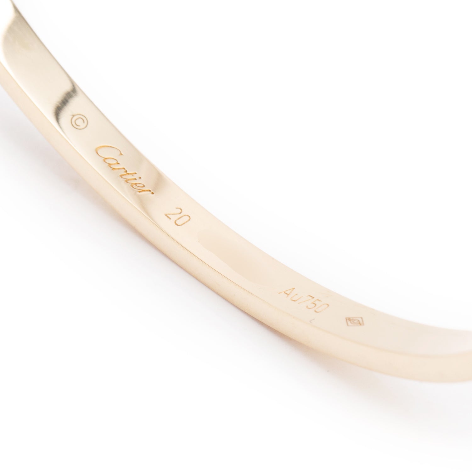 Cartier 18k Yellow Gold 3.65 MM Love Bracelet, Small Model, Size 20 w/ Box & Certificate