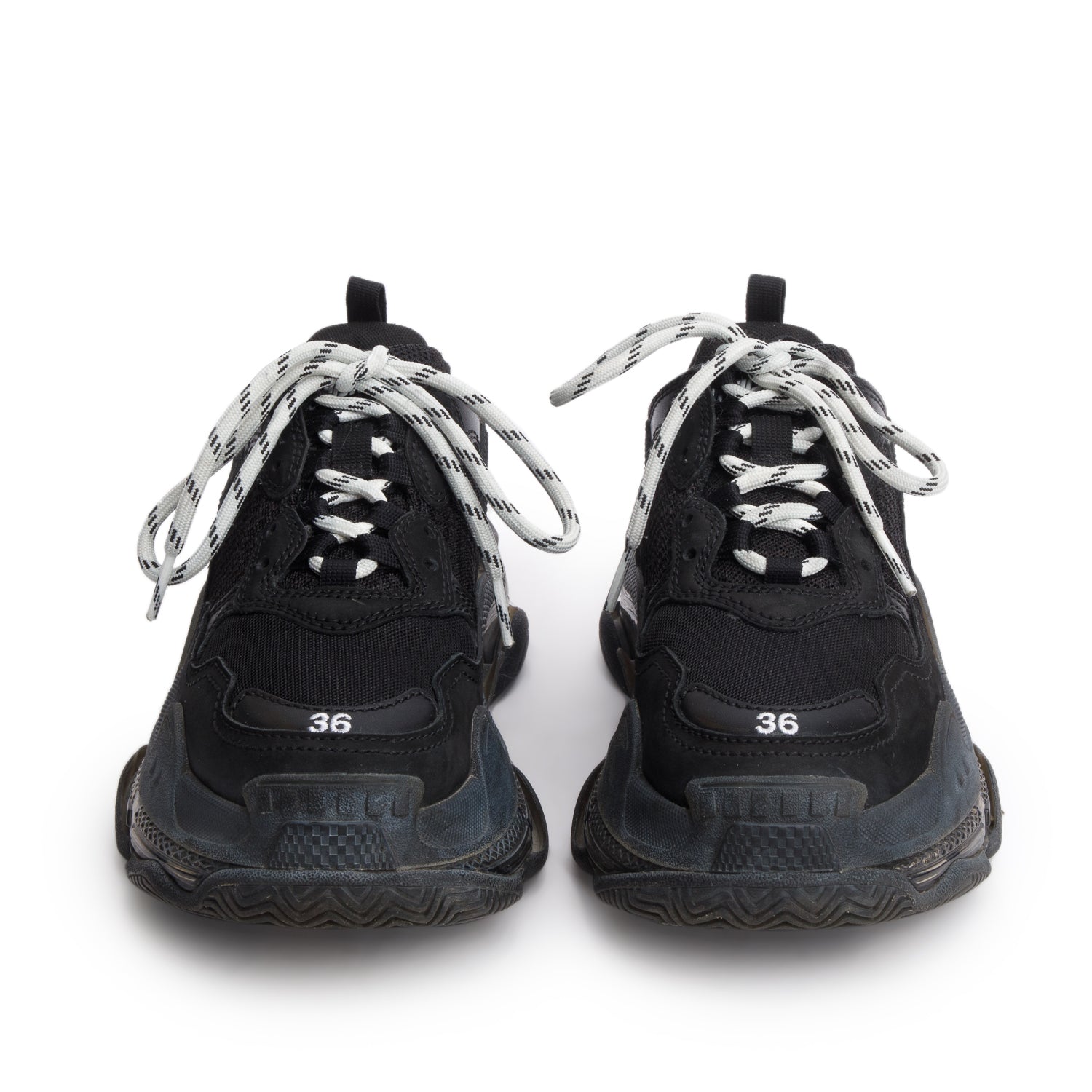 Balenciaga Black Fabric Mesh Triple S Chunky Sneakers, Women's Size 36 w/ Box