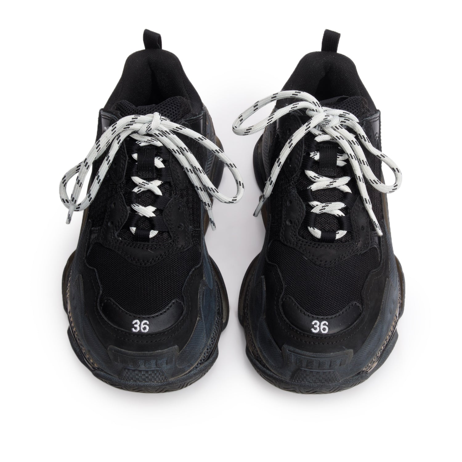 Balenciaga Black Fabric Mesh Triple S Chunky Sneakers, Women's Size 36 w/ Box