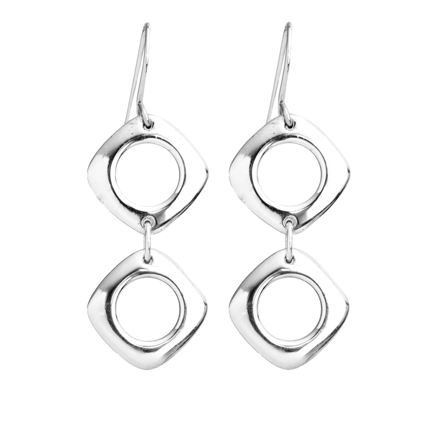 Tiffany & Co. Sterling Silver Double Cushion Drop Earrings