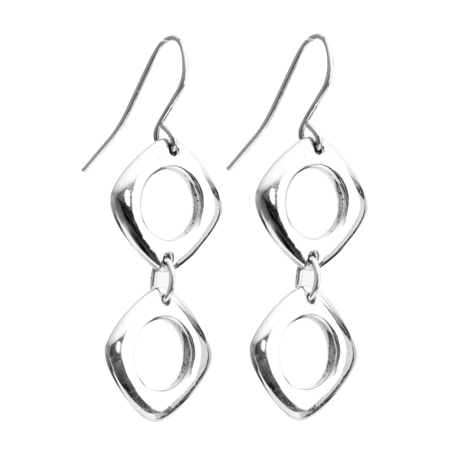 Tiffany & Co. Sterling Silver Double Cushion Drop Earrings