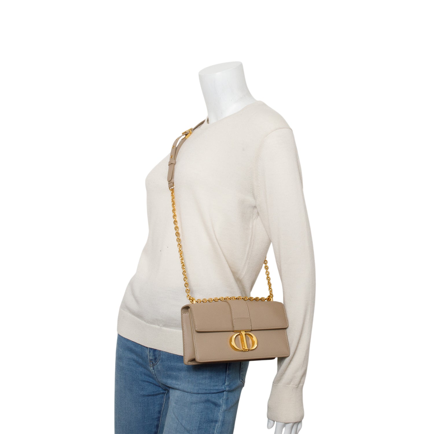 Christian Dior 2022 Brown Calfskin 30 Montaigne East-West Chain Bag w/ Box