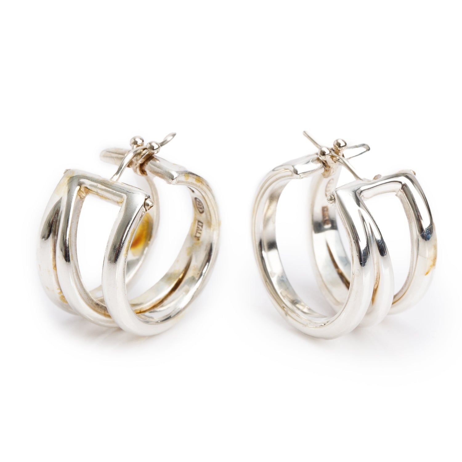 Tiffany & Co. Sterling Silver Zig Zag Hoop Earrings