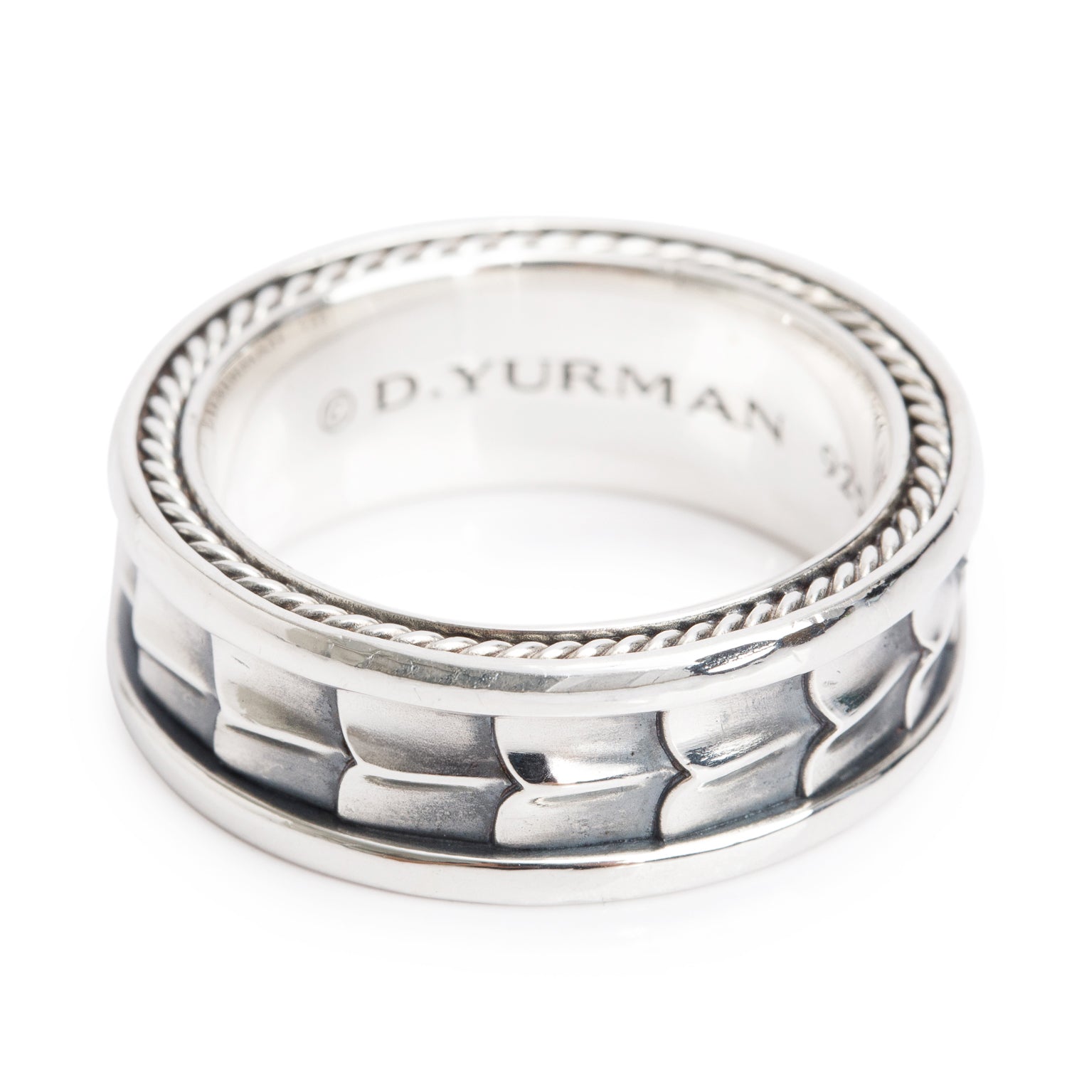 David Yurman Sterling Silver Armory 9 MM Band Ring, Size 11.5