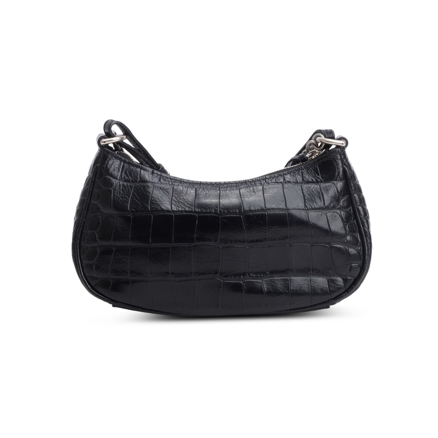 Balenciaga Black Extra Supple Calfskin Crystal Croc Embossed Le Cagole Mini Shoulder Bag w/ Box & Straps