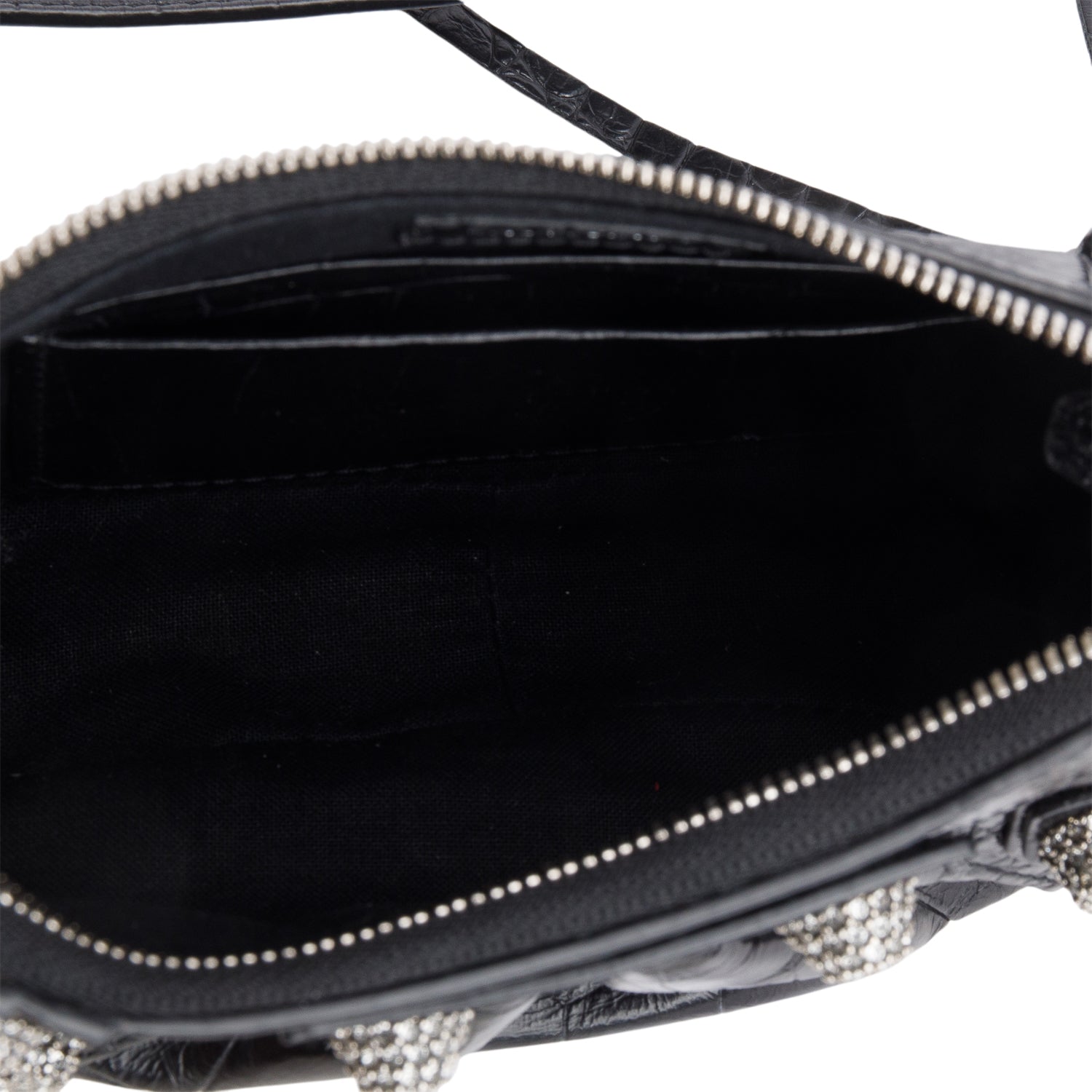 Balenciaga Black Extra Supple Calfskin Crystal Croc Embossed Le Cagole Mini Shoulder Bag w/ Box & Straps