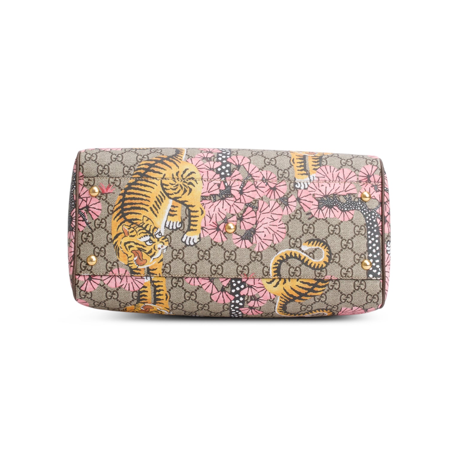 Gucci GG Supreme Monogram Bengal Web Medium Boston Bag w/ Strap