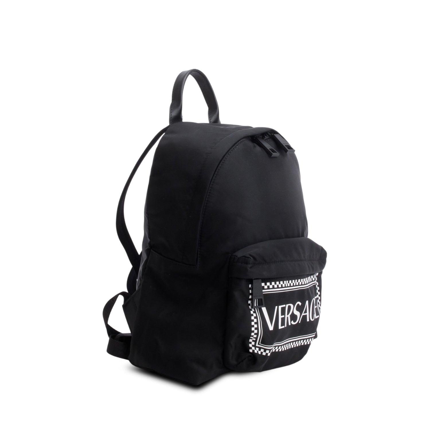 Versace Black Nylon Logo Print Backpack