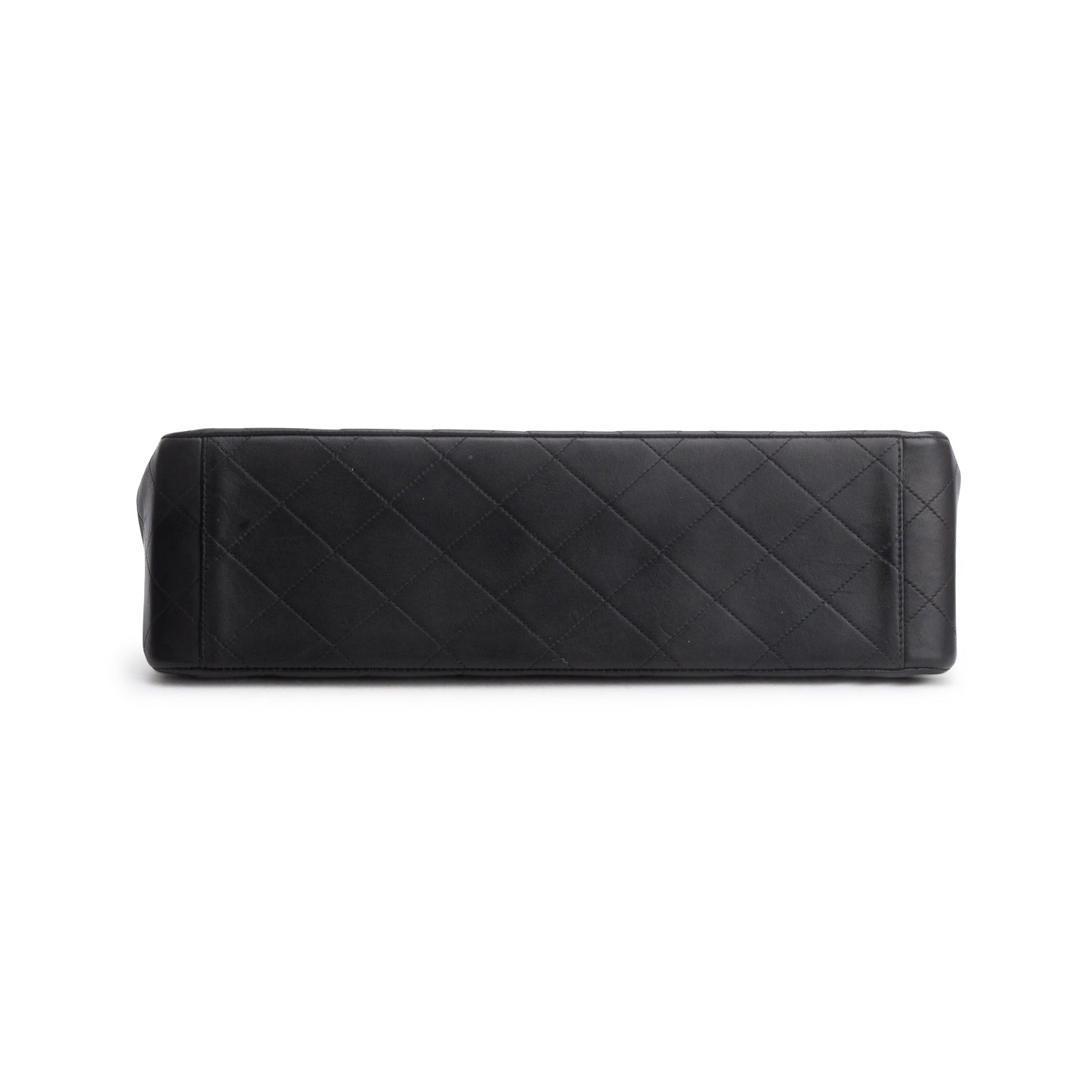 Chanel Vintage Black Lambskin Quilted XL Jumbo Single Flap Bag