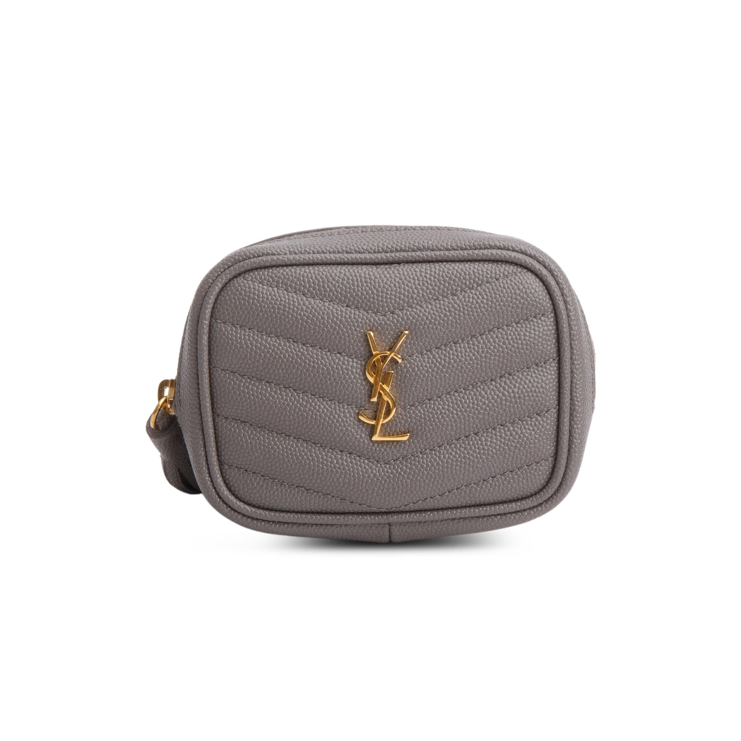 Saint Laurent 2020 Grey Grain de Poudre Matelasse Monogram Baby Lou Camera Bag
