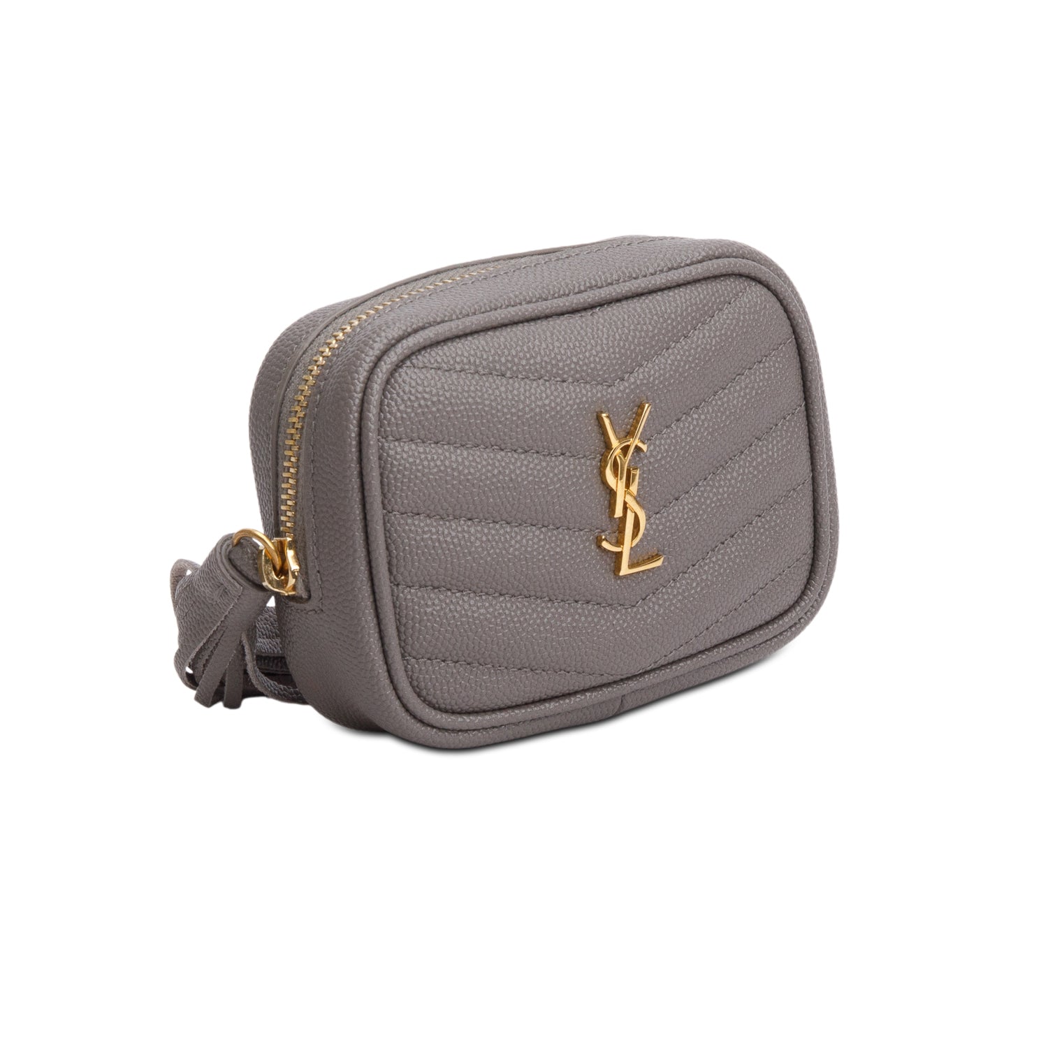 Saint Laurent 2020 Grey Grain de Poudre Matelasse Monogram Baby Lou Camera Bag