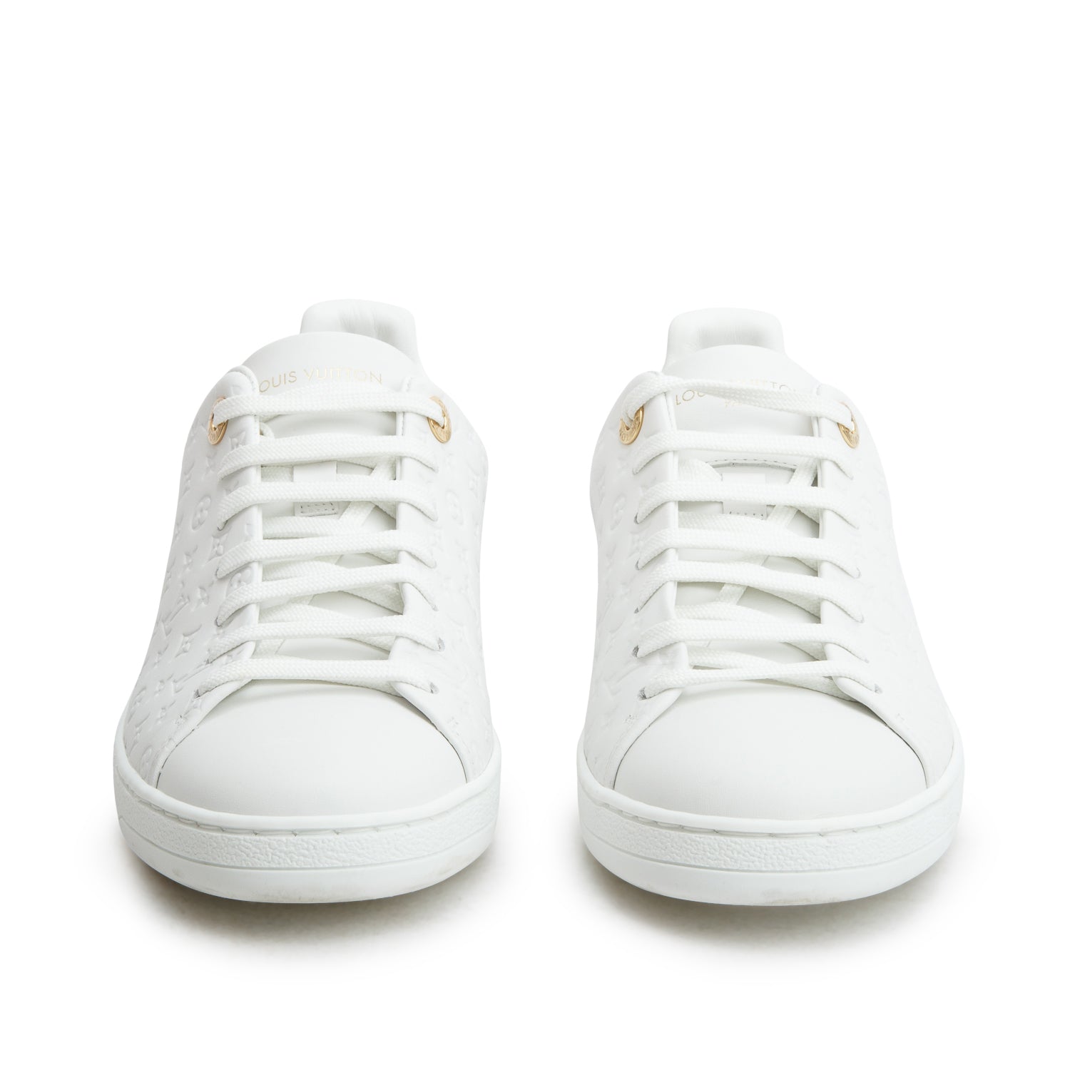 Louis Vuitton 2025 White Monogram Calfskin Frontrow Sneakers, Women's Size 38 w/ Box & Receipt