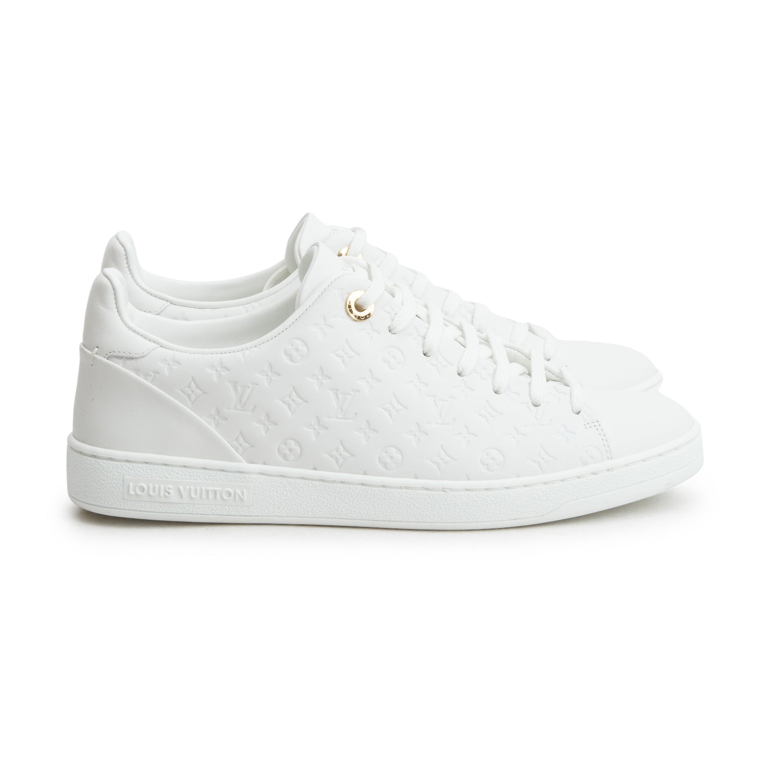 Louis Vuitton 2025 White Monogram Calfskin Frontrow Sneakers, Women's Size 38 w/ Box & Receipt