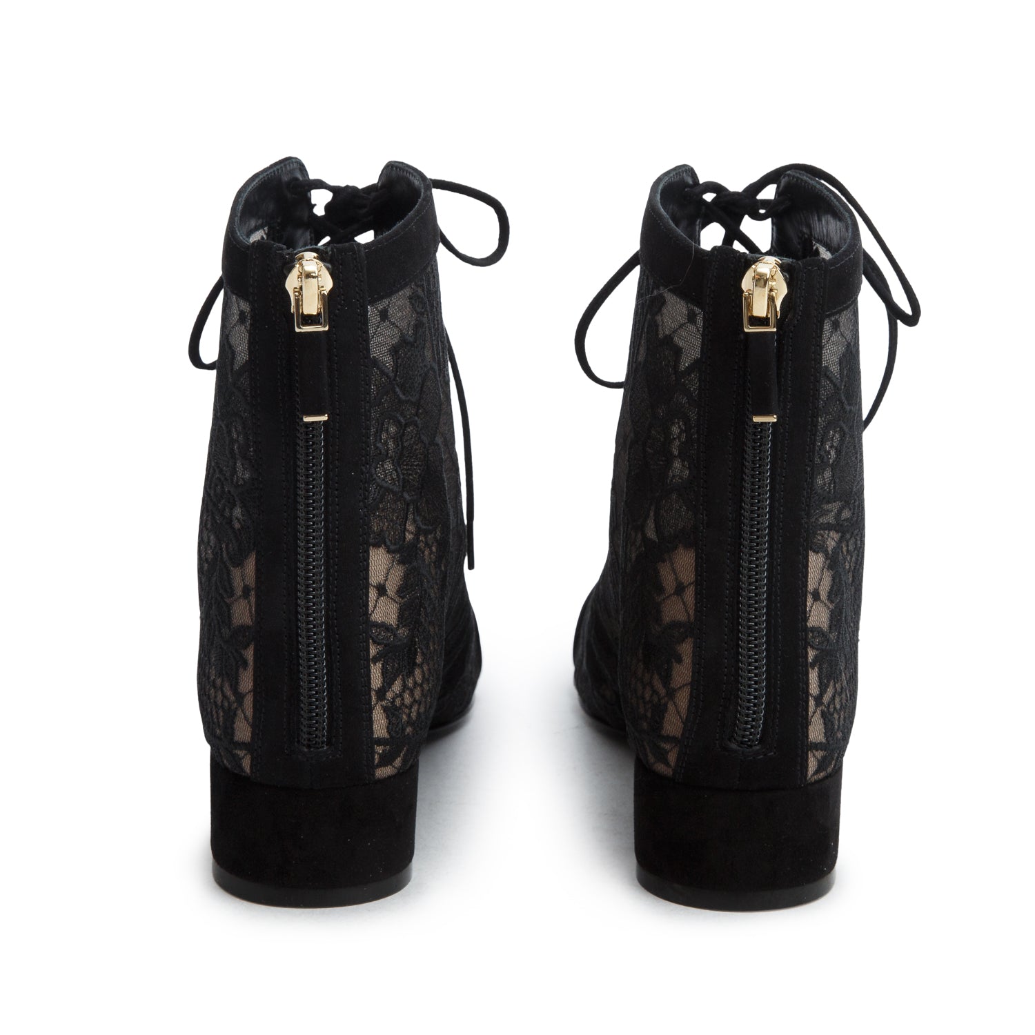 Christian Dior 2023 Black Suede Transparent Mesh Embroidered Roses Naughtily-D Heeled Lace Up Ankle Boots, Women's Size 36 w/ Box