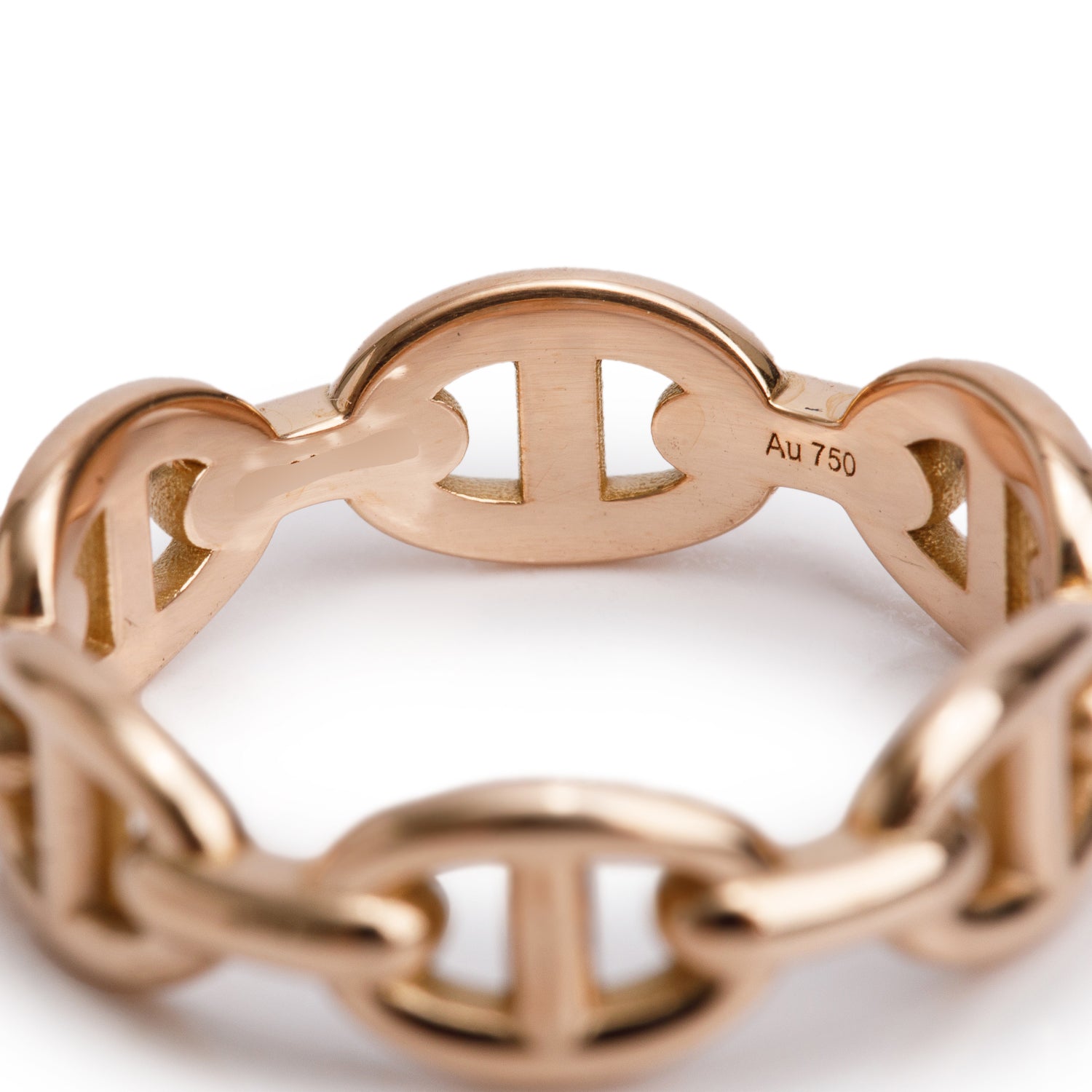 Hermes 18k Rose Gold Chaine D'Ancre Enchainee Ring, Small Model, Size 53 6.25 w/ Box