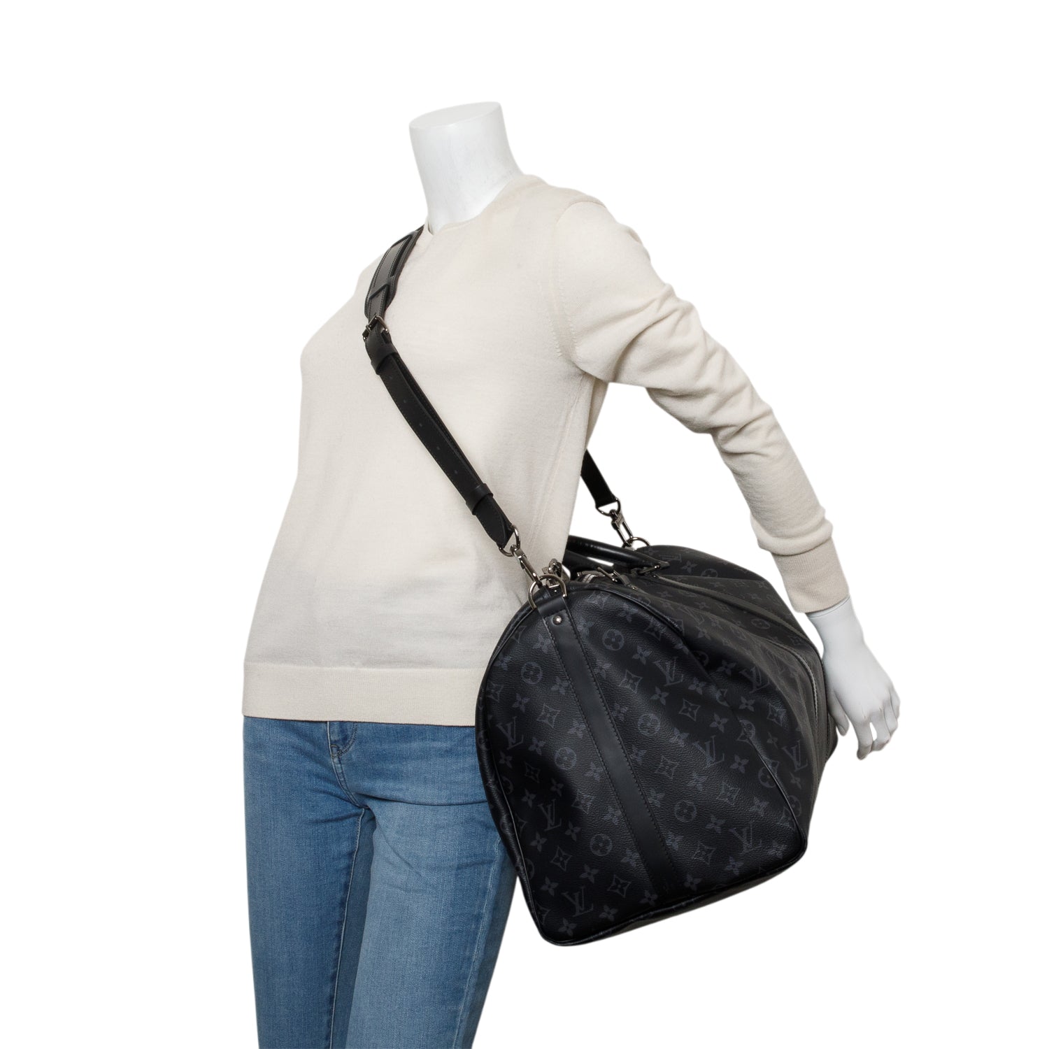 Louis Vuitton Monogram Eclipse Keepall Bandouliere 55 w/ Strap