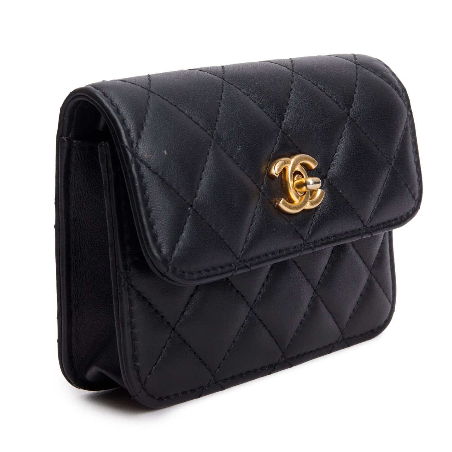 Chanel Black Lambskin Quilted Pearl Crush Clutch with Chain