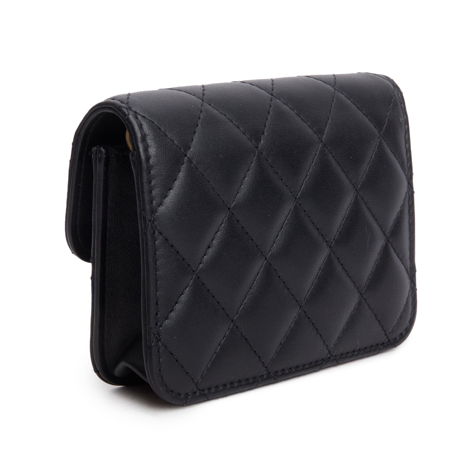 Chanel Black Lambskin Quilted Pearl Crush Clutch with Chain