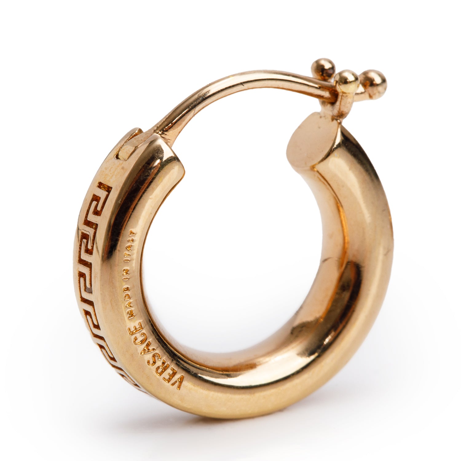 Versace Gold Plated Greca Huggie Hoop Earrings