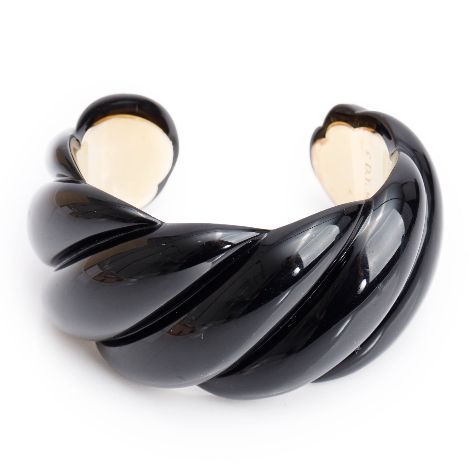 David Yurman Black Resin Yellow Gold-Plated Sterling Silver Sculpted Cuff Bracelet