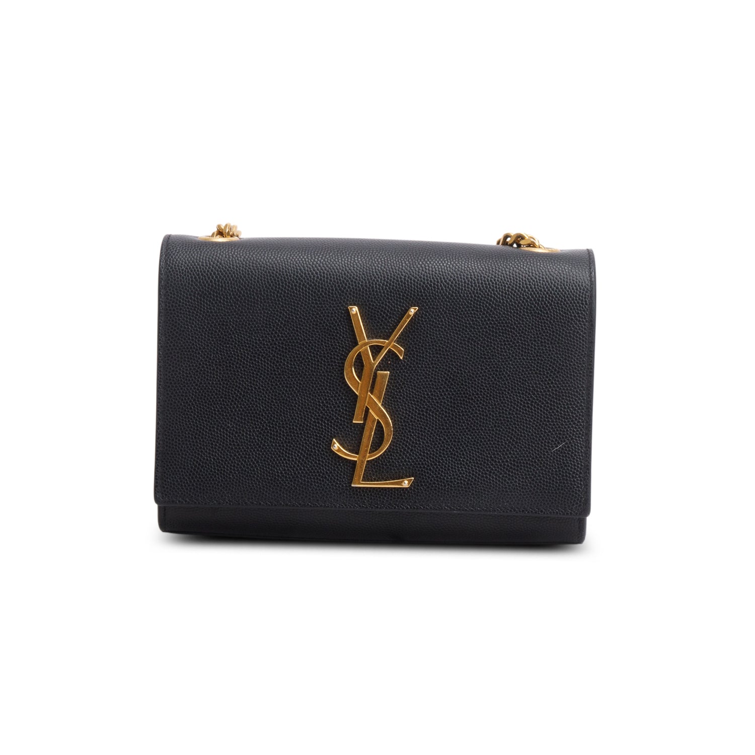 Saint Laurent Black Grain De Poudre Leather Mini Monogram Kate Bag