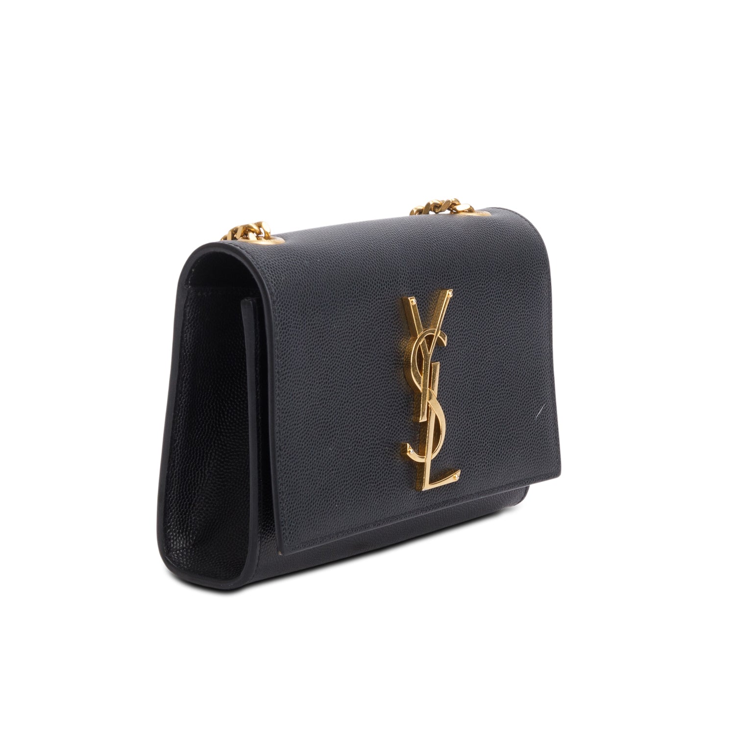 Saint Laurent Black Grain De Poudre Leather Mini Monogram Kate Bag