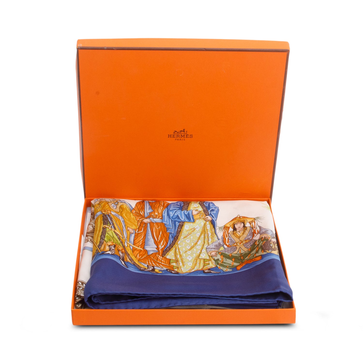 Hermes Blue & Multicolor 'Turqueries En L'honneur De Mr Le T' Silk Scarf 90 w/ Box