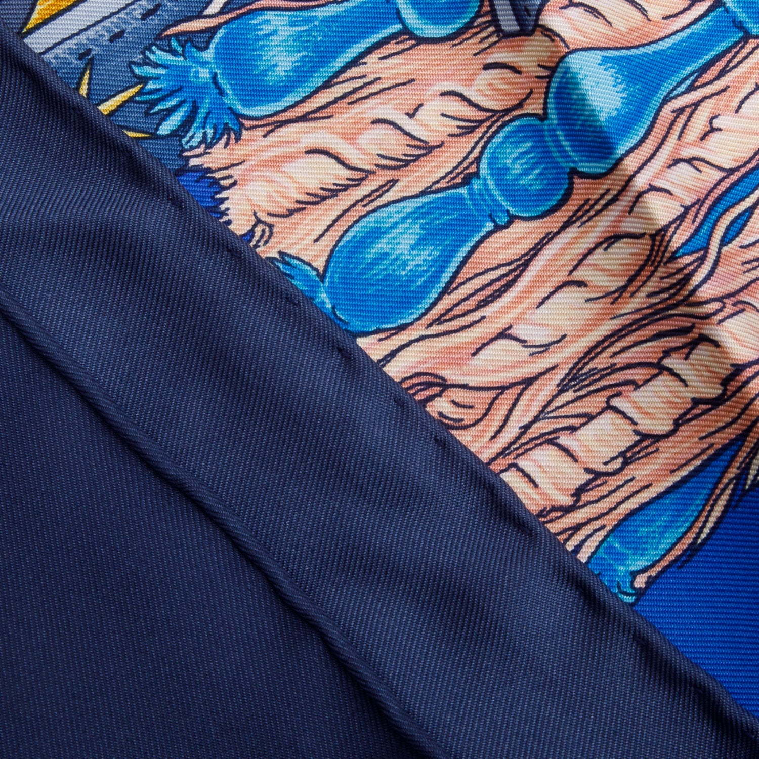Hermes Blue & Multicolor 'Bride de Cour' Silk Scarf 90 w/ Box