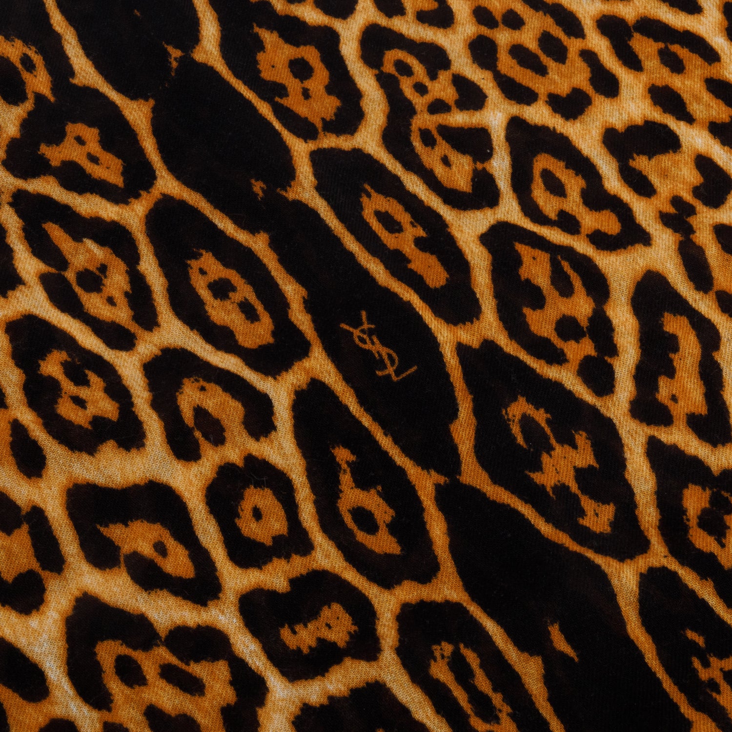 Saint Laurent Leopard Print Wool Cashmere Fringe Shawl w/ Box