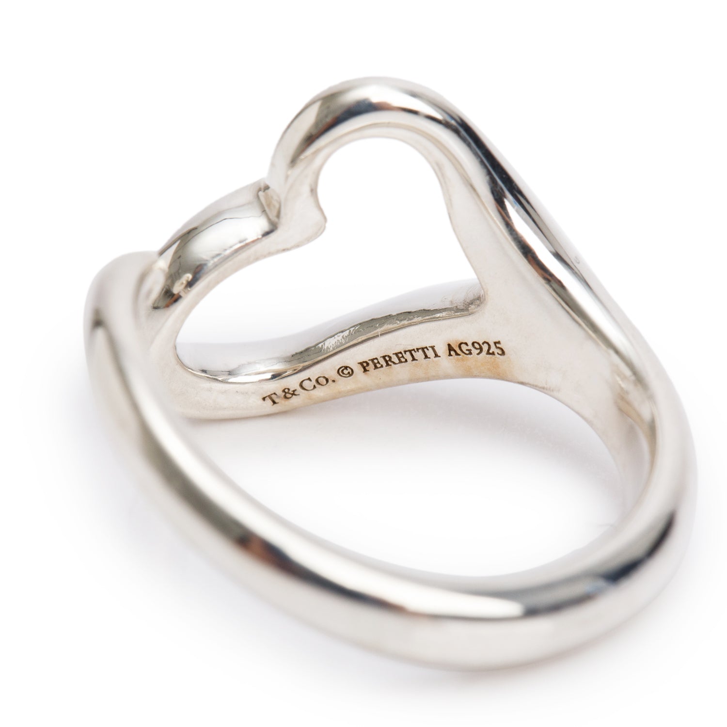 Tiffany & Co. Elsa Peretti Sterling Silver Open Heart Ring, Size 6.75
