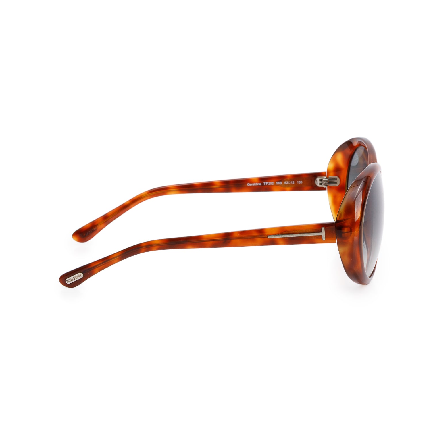 Tom Ford TF 202 Havana Acetate Geraldine Oval Sunglasses w/ Box & Case