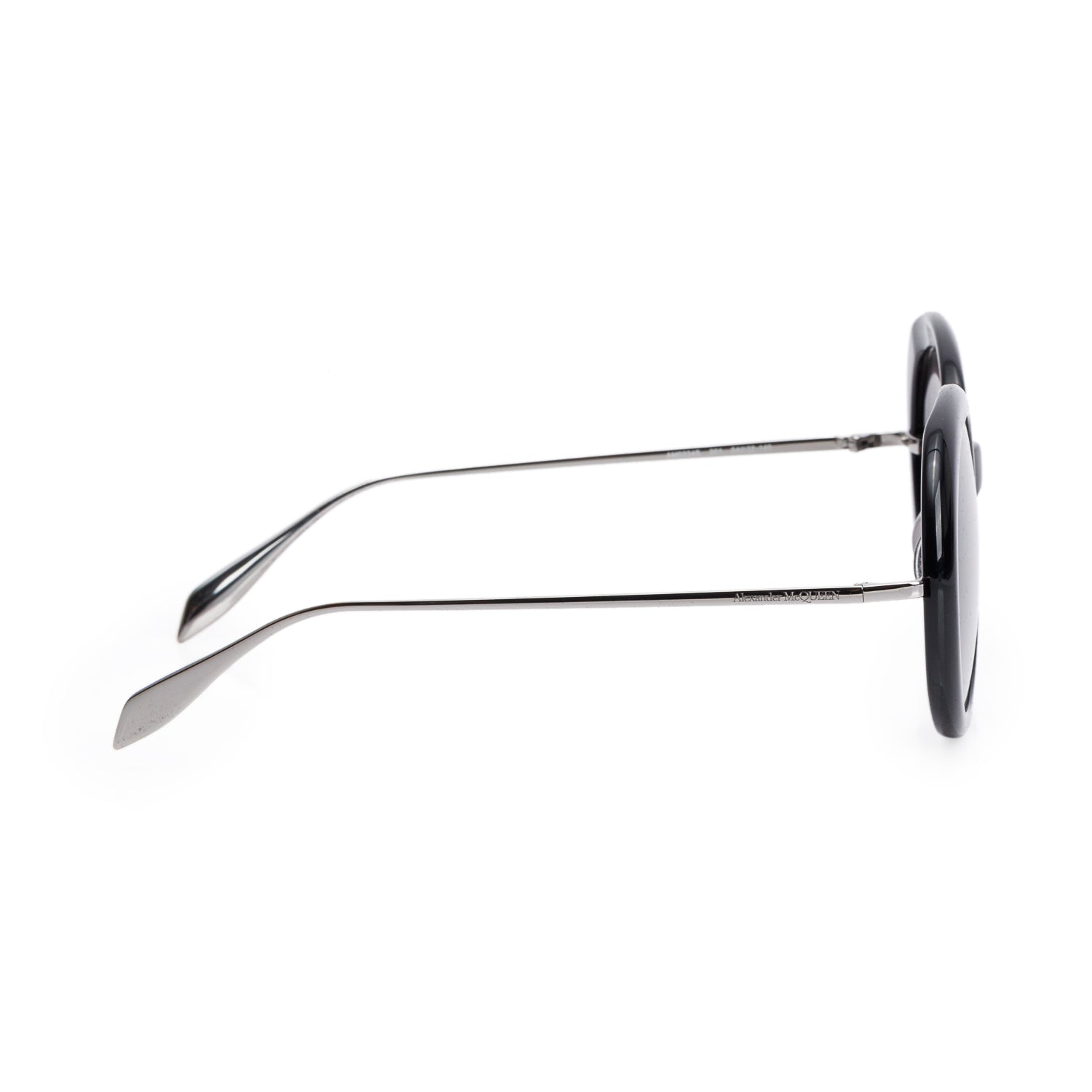 Alexander McQueen AM0224S Black Round Sunglasses w/ Box & Case