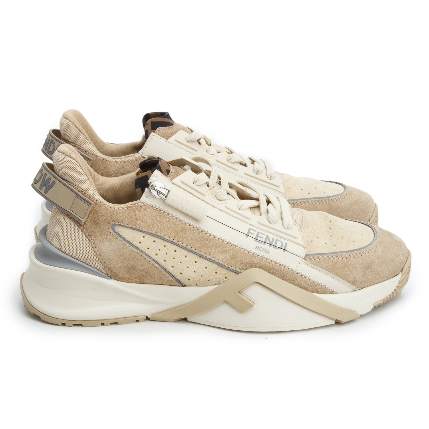 Fendi 2024 Brown Suede Fendi Flow Low Top Sneakers, Women's Size 40 w/ Receipt