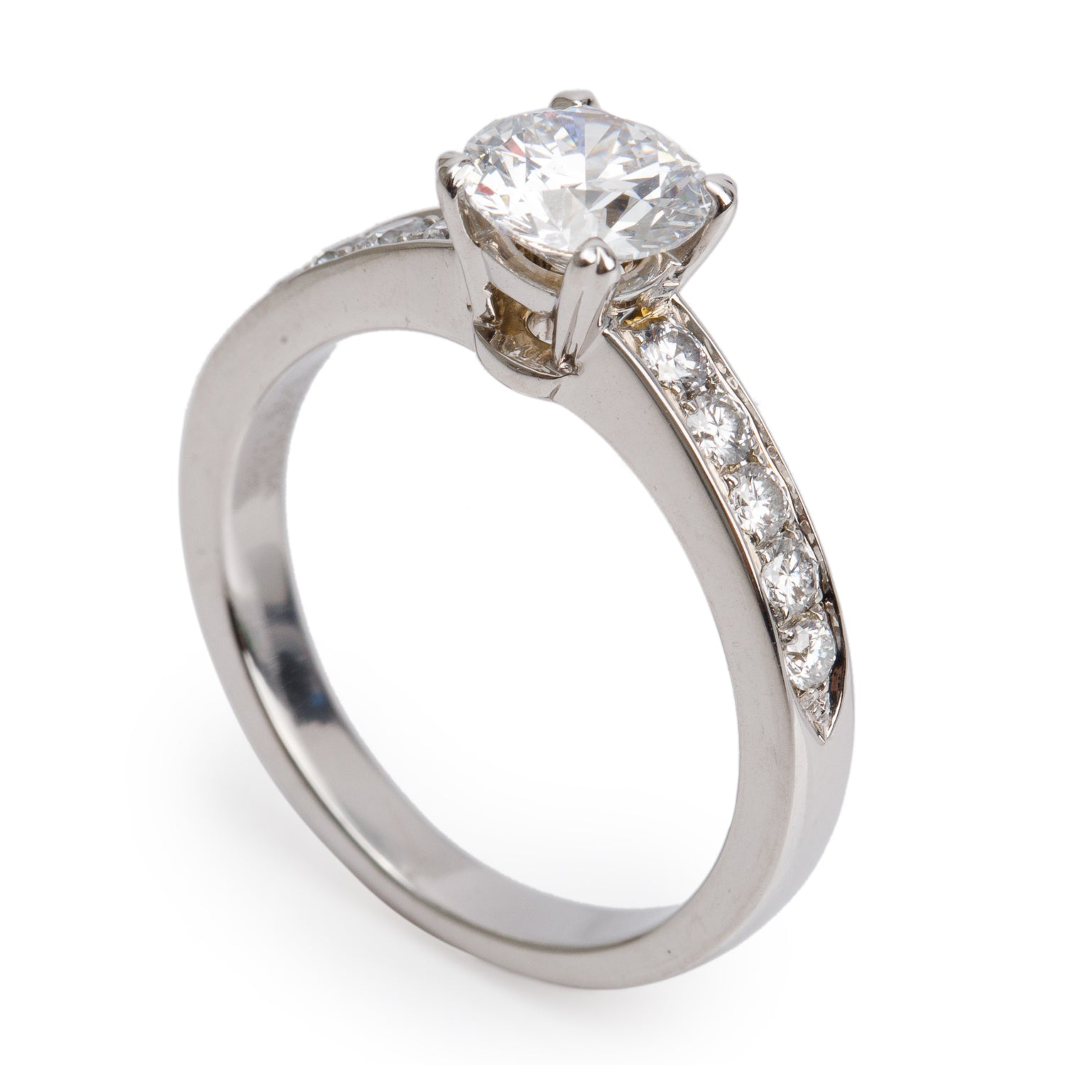 18k White Gold 1.01 ct. Round Cut Diamond Engagement Ring, Size 7 w/ GIA Certificate