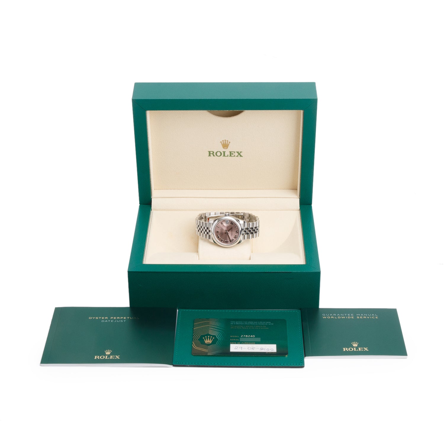 Rolex 2022 Stainless Steel Datejust 31 MM Watch Pink Dial 278240 w/ Box & Papers