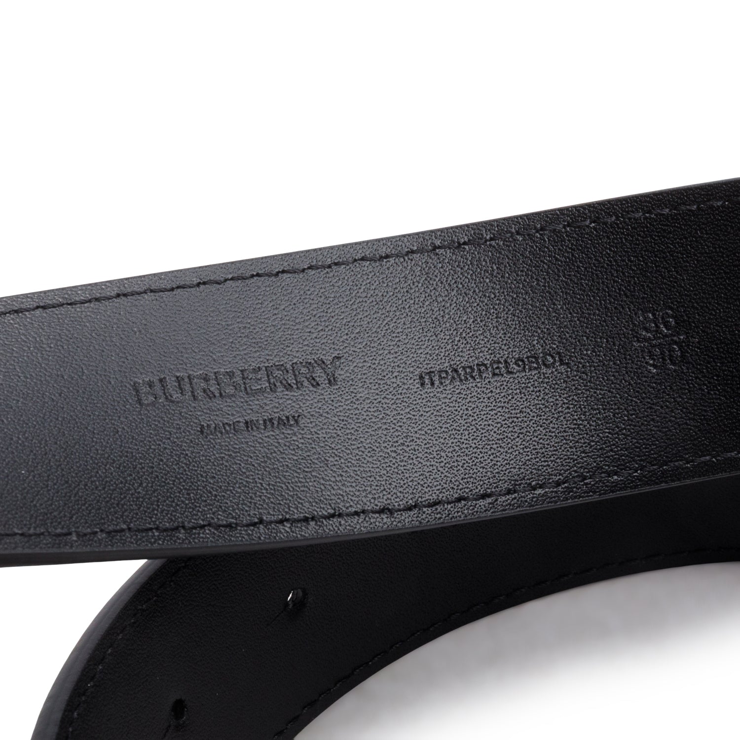 Burberry Black Calfskin Leather Monochrome TB Belt 90 36