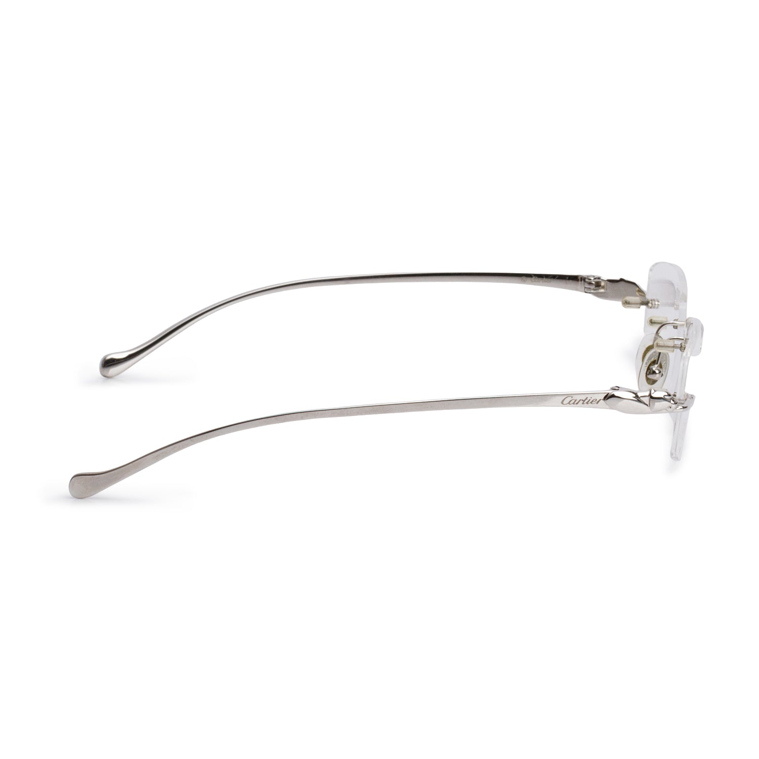 Cartier CT0061O Silver Rimless Panthere de Cartier Square Eye Glasses w/ Box & Case