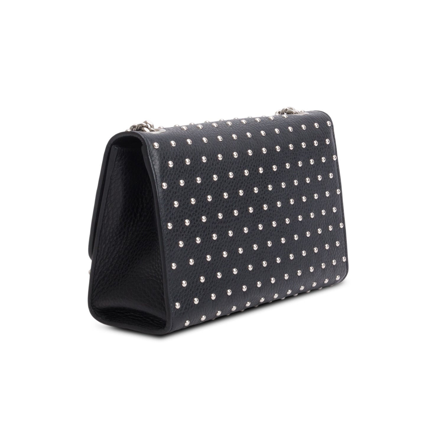 Gucci Black Calfskin Studded Medium Miss Bamboo Shoulder Bag