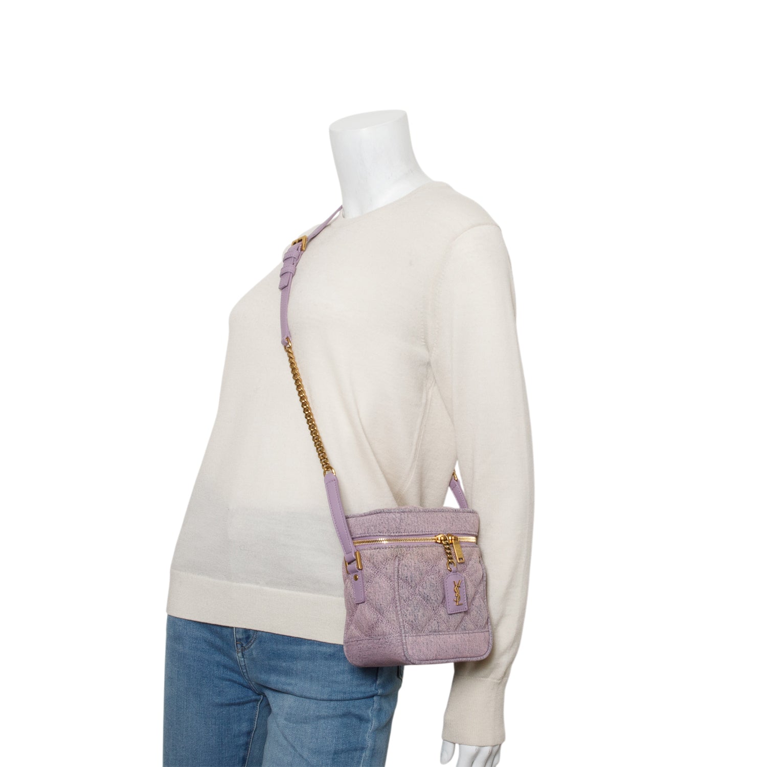 Saint Laurent 2022 Purple Denim 80's Vanity Crossbody Bag