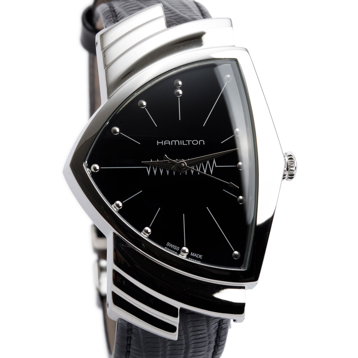 Hamilton Stainless Steel Ventura Watch Silver Black Dial H244112