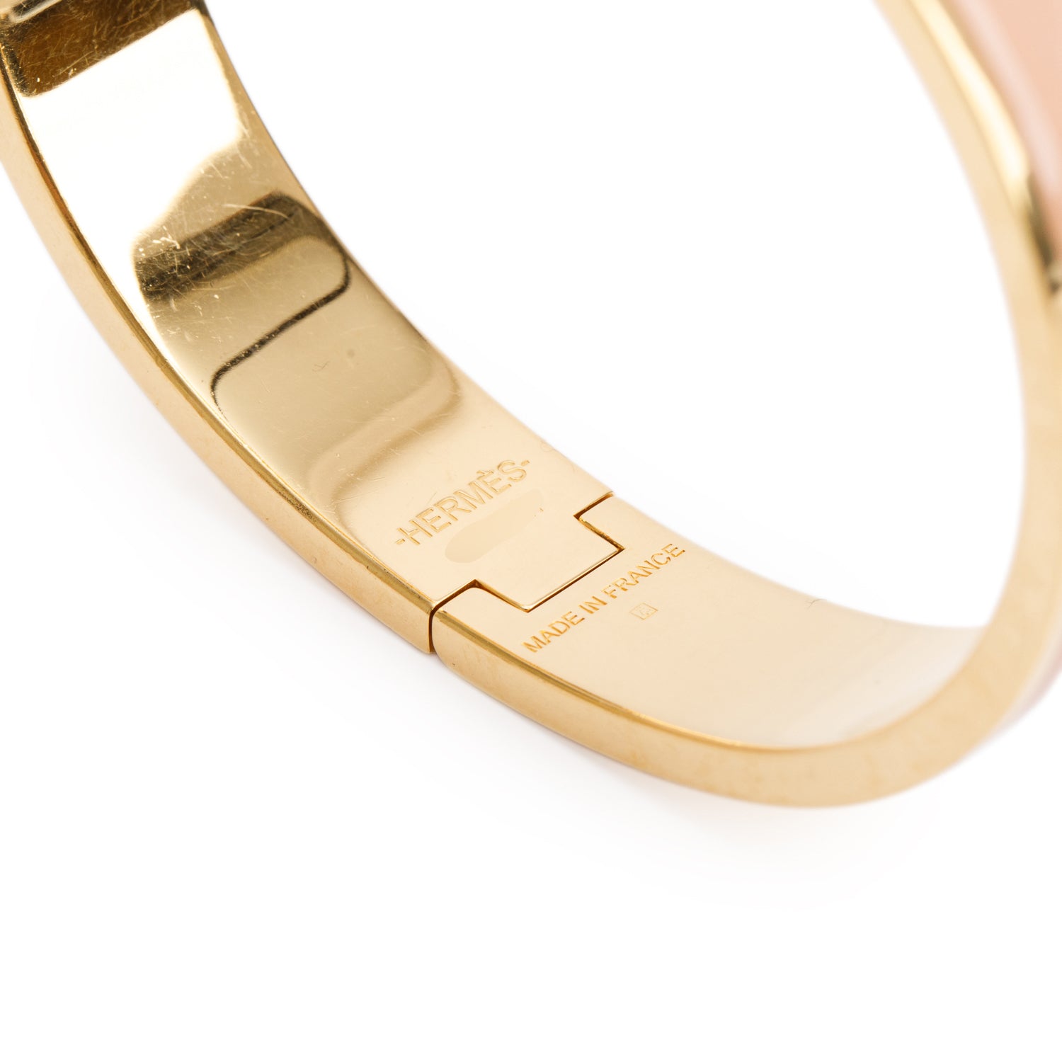 Hermes Gold Plated Beige Enamel 12 MM Clic H Bracelet
